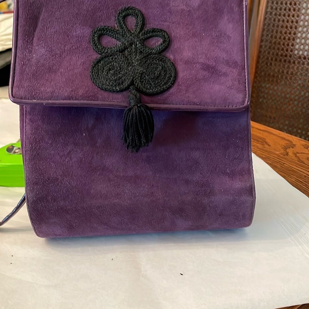Purple Suede Bag with Black Embellishment